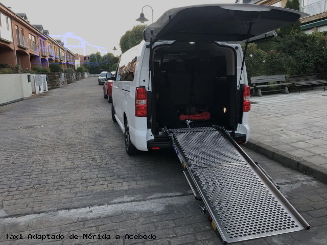 Taxi accesible de Acebedo a Mérida